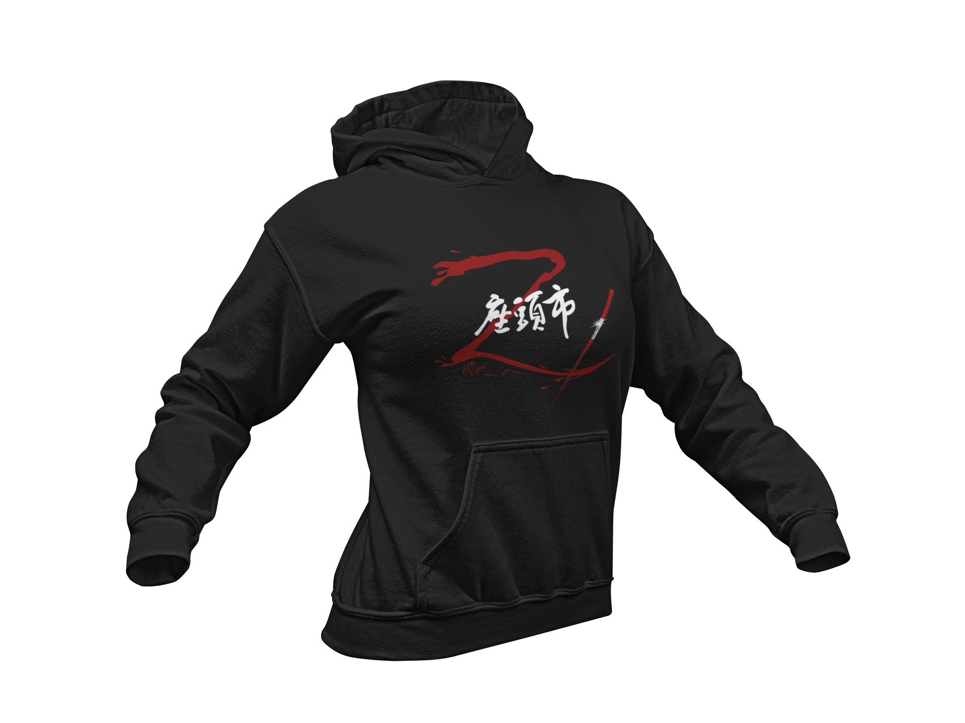 Hoodie Zatoïchi design Frontal - coton Bio - design frontal - ©HollyHoods Boutique