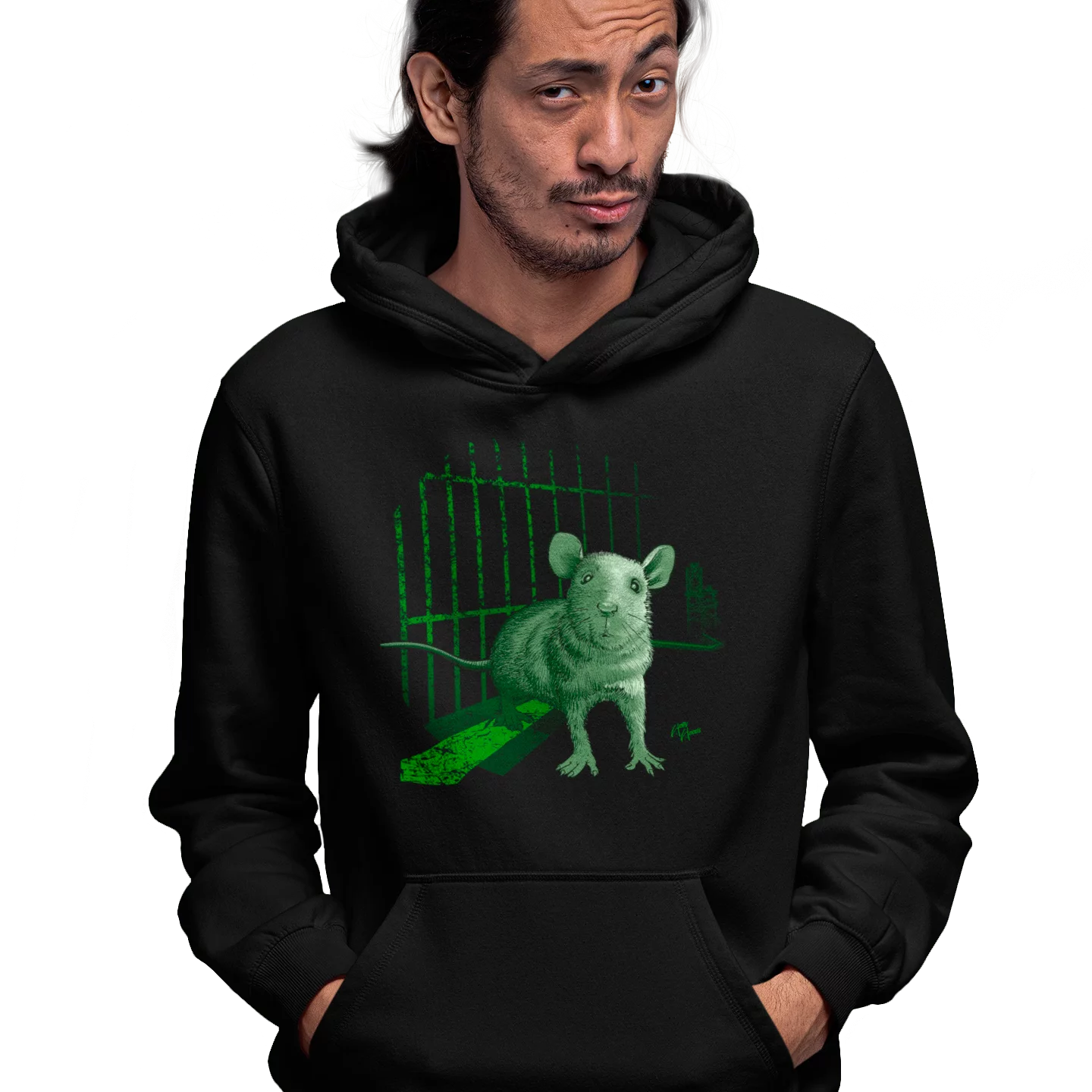 Hoodie noir Ligne Verte