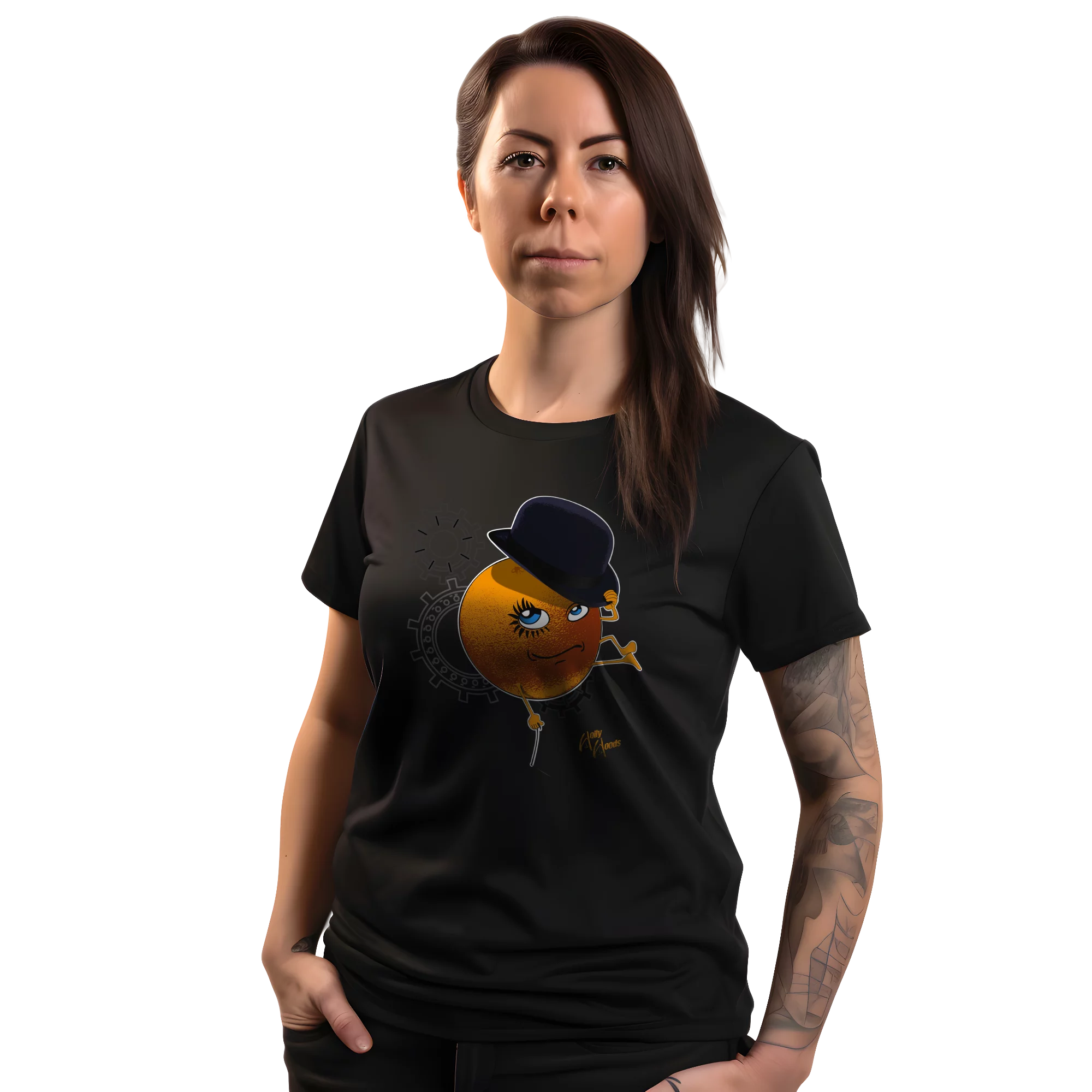 Tee shirt Orange Mécanique sur Modèle Fille