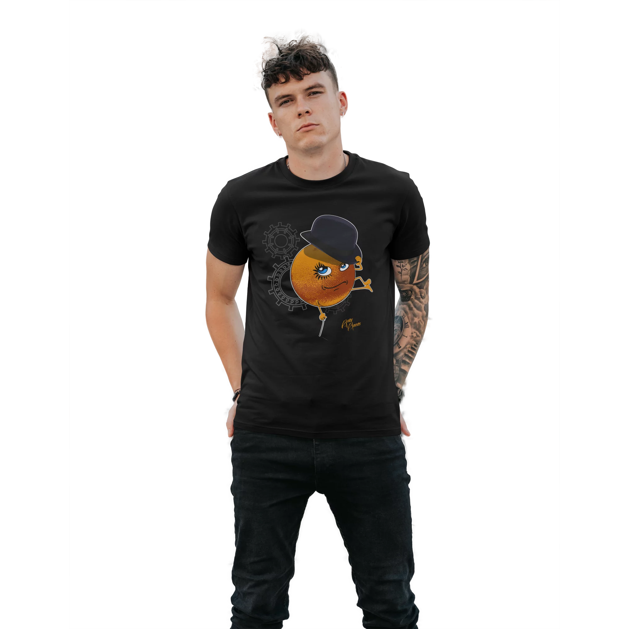 Tee shirt Orange Mécanique sur Modèle Homme